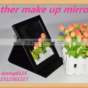 2016 Top sale leather vintage makeup mirror , desktop mirror , cosmetic folding mirror