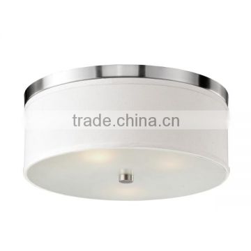 round white textured linen shade glass ceiling lamp