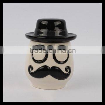 Ceramic Mustache Sugar Pot