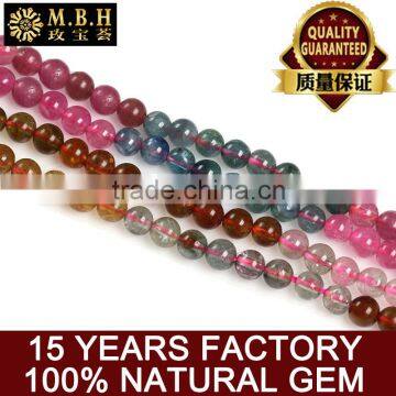 hot gemstone Crystal beads wholesale natural tourmaline semi-finished Beaded Chain multicolored DIY handmade jewelry