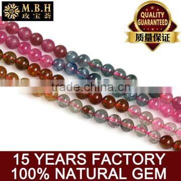 Hot Gemstone Crystal Beads Wholesale Natural Tourmaline Semi-finished Beaded Chain Multicolored DIY Handmade Jewelry