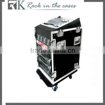 RK audio system rack case,10U SLANT MIXER RACK / 16 U VERTICAL RACK SYSTEM with caster board