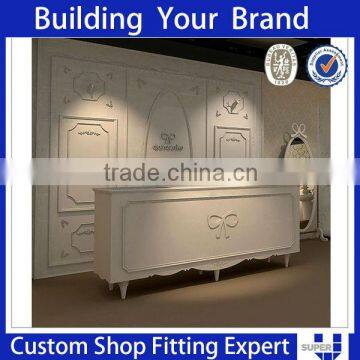 Tailor Made White Modern Wooden Clothes Shop Reception Desk Counters Design                        
                                                                Most Popular