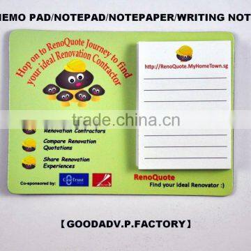 Free sample fashionable cheap wholesale custom note pad