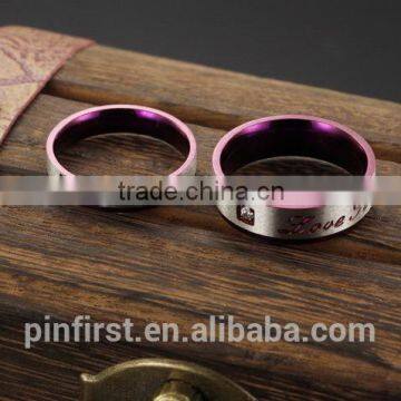 Factory Wholesale Supply Jewelry Personality Design Purple Classic Titanium Rhinestone Couple Ring photo-3