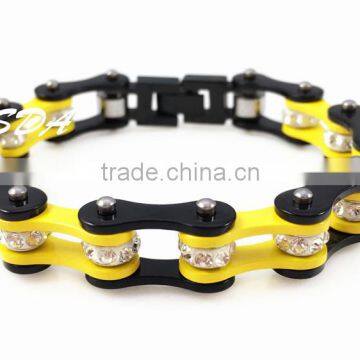 New Arrival Fashion Design Yellow Color Biker Motorcycle Crystal Bracelet&bangle Jewelry