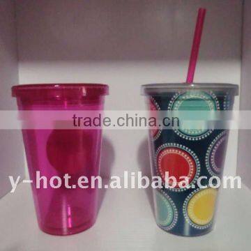 450ml Double walled plastic mug YH-4005