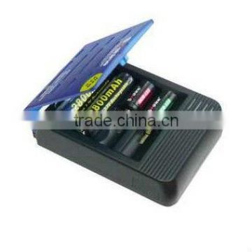 Soshine SC-S1 mix(v3) 4-Slot 18650 / 16340 Li-ion Battery Smart Fast Charger - Black + Blue