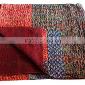 RTHKG-1 Beautiful Traditional Handmade Cotton Fabric Patchwork Kantha Gudri Throw Bedspread Indian Textile Wholesaler Jaipur photo-2