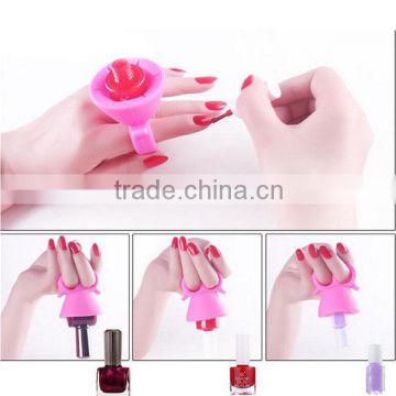 High quality silicone lazy stand wearable nail polish holder pink