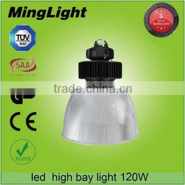 IP65 factory warehouse industrial 120w led high bay light with Aluminum 45 degree/90 degree/120degree PC Reflector