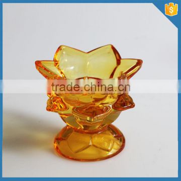 machine made glass tealight lotus flower candle holder wholesale