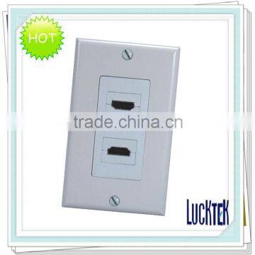 white plastic female Dual-port HDMI wall plate