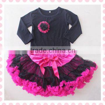 Wholesale Baby Gilrs Pettiskirt Outfit 100% Cotton Top Hot Pink TUTU Pettiskirt