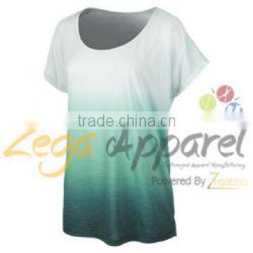 Zegaapparel green White wholesale custom dip dyeing and screen printing t shirts Dip Dye T-shirt with cool tile print