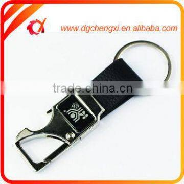 VIP Promotional Zinc Alloy with Genuine Leather bottle opener keychain