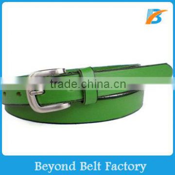 Beyond Ladies Office Green Solid Genuine Cowhide Leather Dress Belt with Dull Pin Buckle in Stock