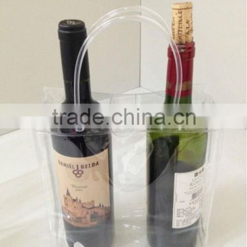 Cheap promotion printing transparent pvc cooler wine bottle carry bags