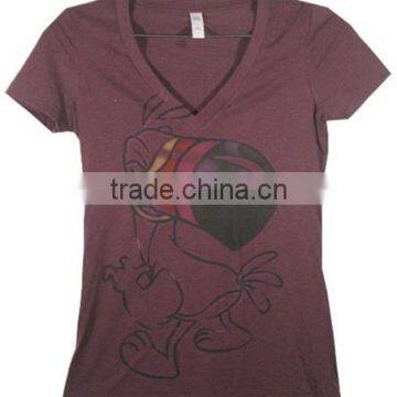 High Quality Round Neck Women Custom Silk Screen Print Tshirt Design