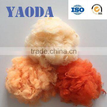 Recycled dope dyed polyester staple fiber for spinning