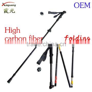 With 15 years experience strong flexible black folding high carbon fiber walking sticks trekking poles for sale