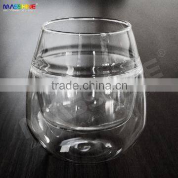 Unique Mouthblown Drinkware Double Wall Glass Heat Resistance Borosilicate Coffee Tea Cup Wine Glass