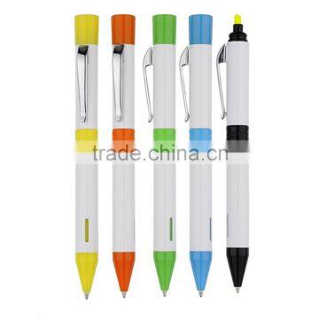 Hot selling Promotional Plastic marker color ink pens Multi-functional 2 in 1 highlight pen