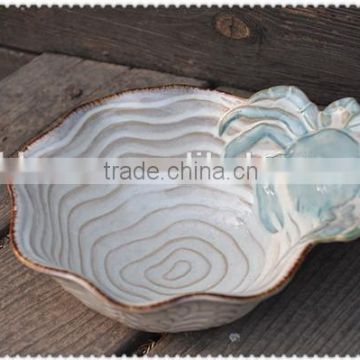 ceramic 3d relief crab bowl for marine design