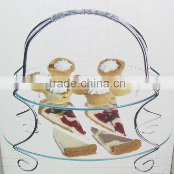 Metal Stand Glass Cake Plate