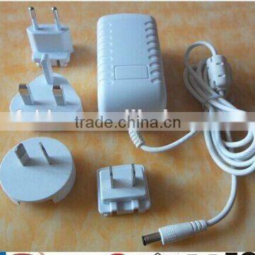 Certified Power Supply 12v 1a interchangeable adapter 4 input plugs White