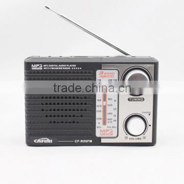 Portable retro rechargeable radio speaker with mp3 player