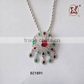 Wholesale new fashion design diamond pendent necklace silver shourouk necklace