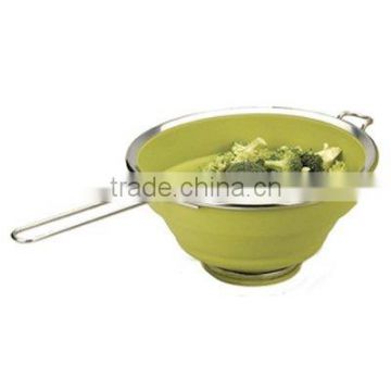 Eco-friendly Collapsible Kitchen Colander w/ Stainless Steel,Heat Resistant Silicone Headed