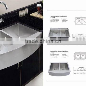 Corner Kitchen Sink Handmade Stainless Steel photo-3