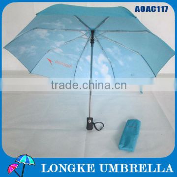 fashion cheap bule sky auto open&closed 3 folding umbrella for sale