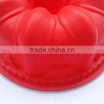 FDA Food Grade Microwave Safe Non Stick Big Deep Fluted Bundt Pumpkin Bpa Free Large Round Silicone Flan Cake Mould photo-3