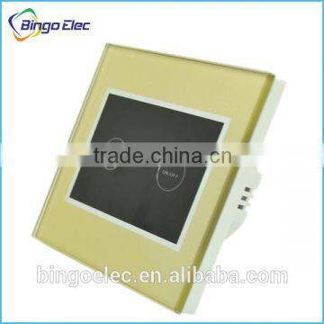 hot selling modern switch, toughened glass panel 2gang 1way touch wall sensor switch