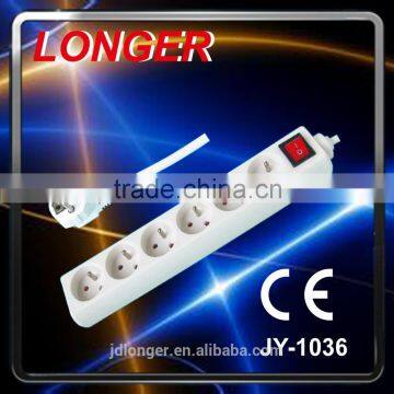 Hot sale high quality French 6 way extension socket power strip CE 16A 220V