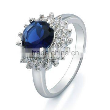 Special Valentine gift round cut sapphire cubic zirconia ring , 18k white gold plated finger ring