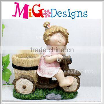 2015 Garden Ornament Girl Statue Resin Flower Pot