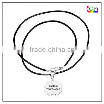 Zinc Alloy Custom Make Black Hide Rope Necklace