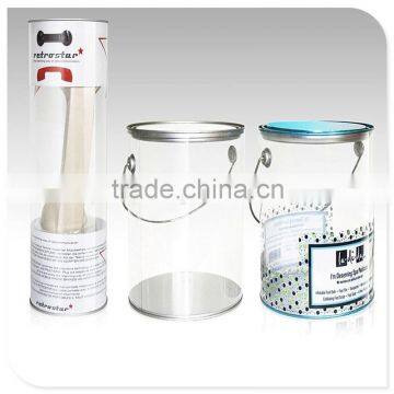 Transparent plastic Cylinder Tube cantainer supplier with custom printing