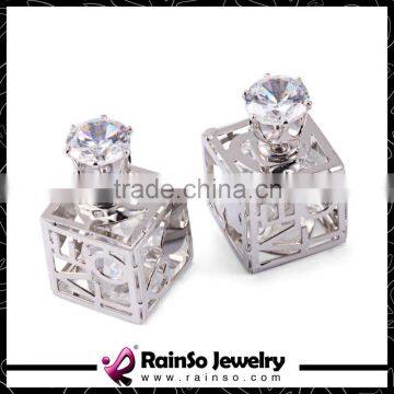 Square Double Sided Earrings With Shining Crystals