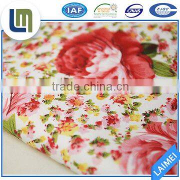 Chinese supplier 100% polyester pigment printing with red flower fabric for bedding