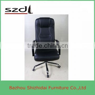 Black office armchairs with chrome armrest and steel caster base SD-8216