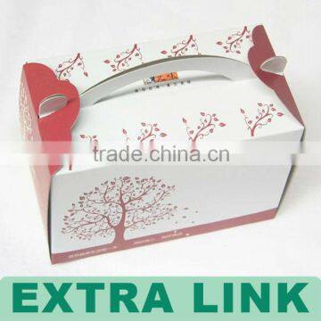 Customized take away paper cake box with handle;cheap cake boxes,cake boxes,cake box design