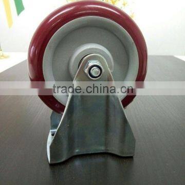JY-501|red Polyurethane Double Brake Heavy Duty Caster Wheels photo-3