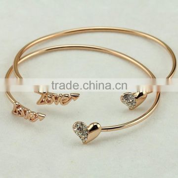 2015 newest rose gold plated stainless steel bracelet , heart love bracelet stainless steel bangle/ bracelet