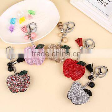 Rhinestone Apple keychain, Crystal Pendants for Handbag