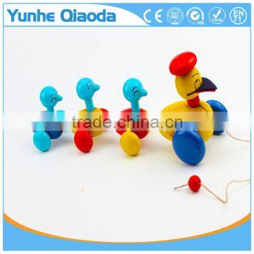 Colorful Pull Along Duck Family Wooden Toy Wiggles as You Pull They Makea Fun Baby photo-3